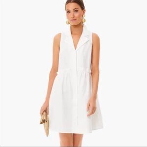 Tuckernuck White Collared Sleeveless Shirt Dress